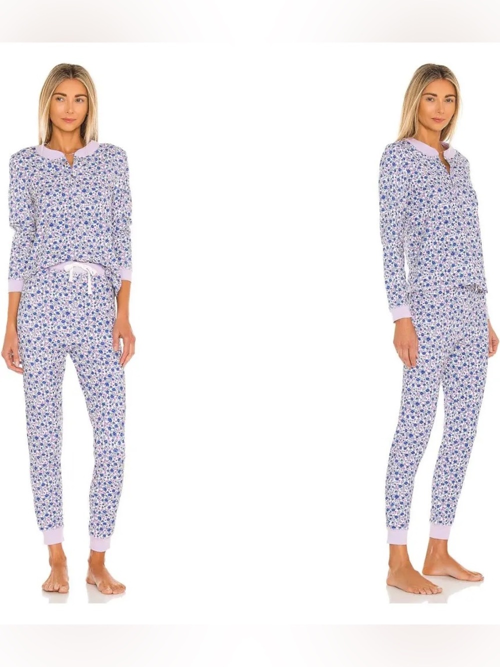 LoveShackFancy Lavender Floral Long-Sleeve Pajama Set